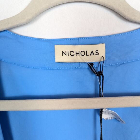 NWT Nicholas Blue Tarla Tie Hem Cotton Blouse - Picture 5 of 8